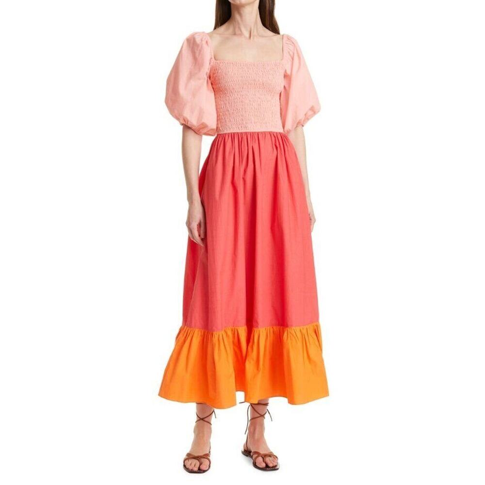 RHODE Sz M Medium Eloise Puff Sleeve Tiered Dress